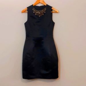 Zara basic black evening dress with stone embellished neck